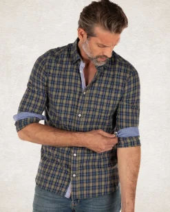 Kariertes Flanellhemd mit Grün und Blau