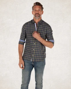 Kariertes Flanellhemd mit Grün und Blau