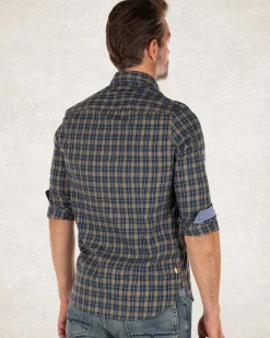 Kariertes Flanellhemd mit Grün und Blau