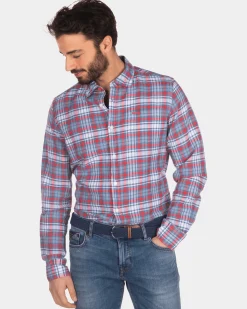 Kariertes Hemd rot blau weiß - Orange Red