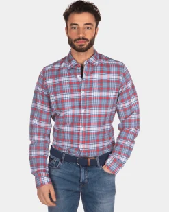 Kariertes Hemd rot blau weiß - Orange Red