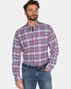 Kariertes Hemd rot blau weiß - Orange Red