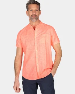 Kragenloses Hemd mit kurzen Ärmeln - Fury Pink