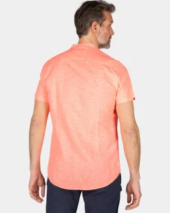 Kragenloses Hemd mit kurzen Ärmeln - Fury Pink