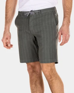 Kurze Leinen-Chinohose - Chalk Green