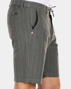 Kurze Leinen-Chinohose - Chalk Green