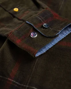 Langarm-Cordhemd Opouahi - Eucalyptus Green