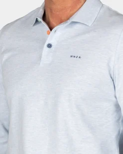 Langarm-Poloshirt aus blauer Baumwolle