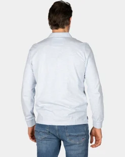 Langarm-Poloshirt aus blauer Baumwolle