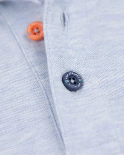 Langarm-Poloshirt aus blauer Baumwolle
