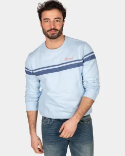 Langarmshirt aus Baumwolle mit Rundhalsausschnitt - Rhythm Blue