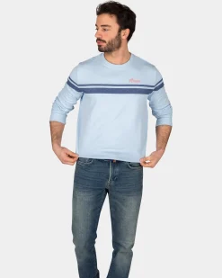 Langarmshirt aus Baumwolle mit Rundhalsausschnitt - Rhythm Blue