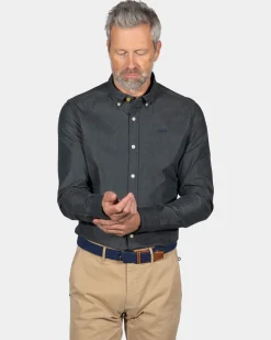 Langärmliges Baumwollhemd Mangatawhiri - Eucalyptus Green