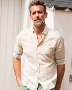 Leinen beiges Hemd mit langen Ärmeln