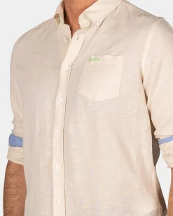 Leinen beiges Hemd mit langen Ärmeln