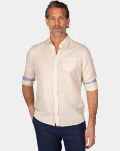 Leinen beiges Hemd mit langen Ärmeln