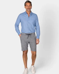 Leinen blaues Hemd mit langen Ärmeln