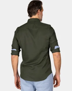 Leinen dunkelgrünes Hemd mit langen Ärmeln