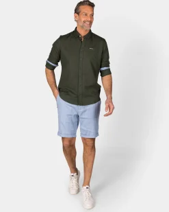 Leinen dunkelgrünes Hemd mit langen Ärmeln