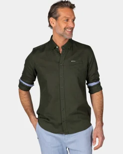 Leinen dunkelgrünes Hemd mit langen Ärmeln