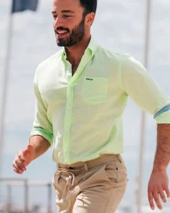 Leinen mintgrünes Hemd mit langen Ärmeln