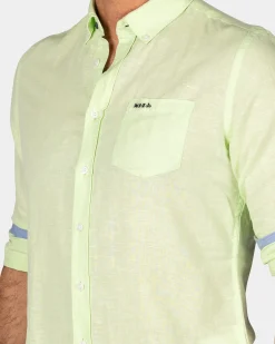 Leinen mintgrünes Hemd mit langen Ärmeln