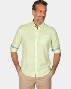 Leinen mintgrünes Hemd mit langen Ärmeln