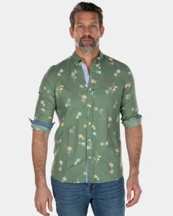 Leinen-Baumwollhemd mit Blumendruck - Active Army