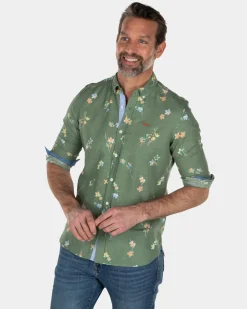Leinen-Baumwollhemd mit Blumendruck - Active Army