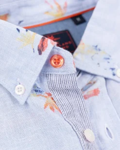 Leinenhemd mit Blumendruck - Rhythm Blue