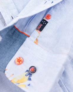 Leinenhemd mit Blumendruck - Rhythm Blue