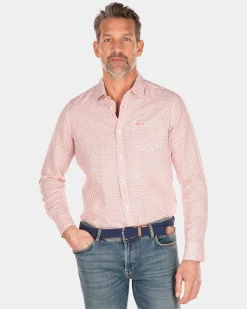 Leinenhemd mit Punkten - Red Cider