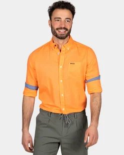 Leinenhemd mit Stretch - Fresh Orange
