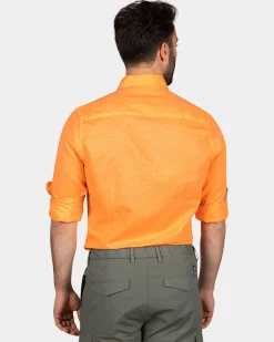 Leinenhemd mit Stretch - Fresh Orange