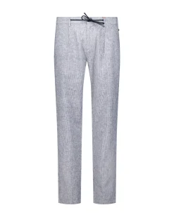 Marineblaue Chino mit Leinen