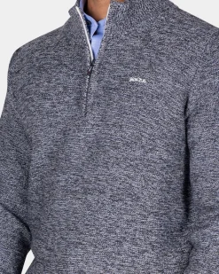 Marineblauer Strickpullover mit halbem Reißverschluss - Winter Navy