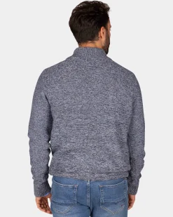 Marineblauer Strickpullover mit halbem Reißverschluss - Winter Navy