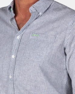 Marineblaues gestreiftes Leinenhemd