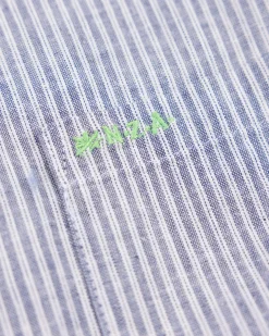 Marineblaues gestreiftes Leinenhemd