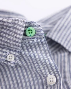 Marineblaues gestreiftes Leinenhemd