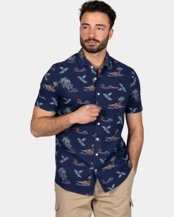 Marineblaues Hemd mit Sommerdruck - Ocean Navy