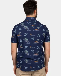 Marineblaues Hemd mit Sommerdruck - Ocean Navy