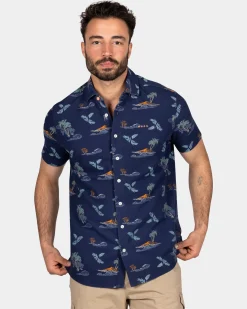 Marineblaues Hemd mit Sommerdruck - Ocean Navy
