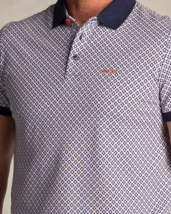 Marineblaues Poloshirt mit grafischem Print