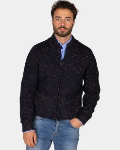 Mélierte dunkelblaue Wolljacke - Winter Navy