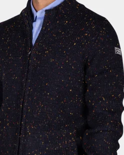 Mélierte dunkelblaue Wolljacke - Winter Navy