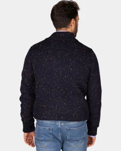 Mélierte dunkelblaue Wolljacke - Winter Navy