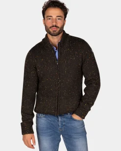 Mélierte dunkelbraune Wolljacke - Dark Mocca