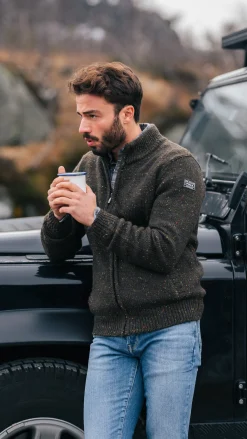 Mélierte dunkelbraune Wolljacke - Dark Mocca