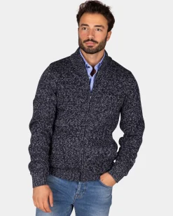 Mélierte marineblaue Wolljacke - Winter Navy